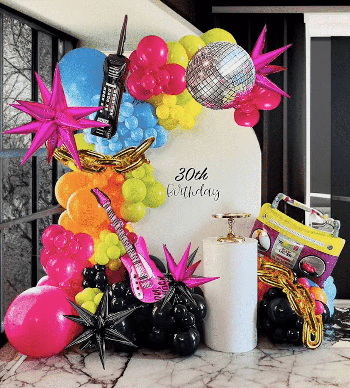 80's Themed Chiara Wall w/ Balloon Garland